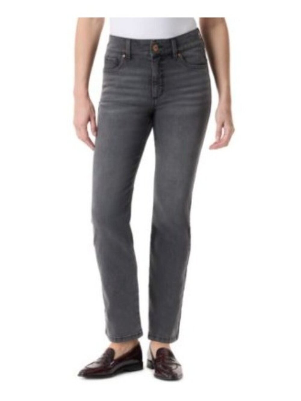 NWT Gloria Vanderbilt Women's 12 Gray Relaxed Straight Jeans  F1263